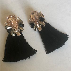 Black Champagne Tassle Earrings